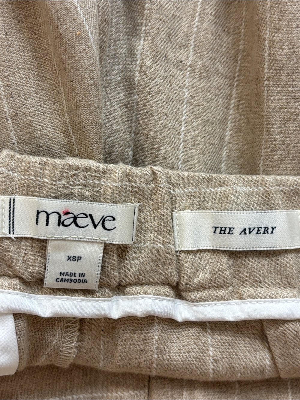 Maeve Avery Linen Blend Stripe Twill Wide Leg Pleated Pants Size XS Petite - Picture 14 of 16